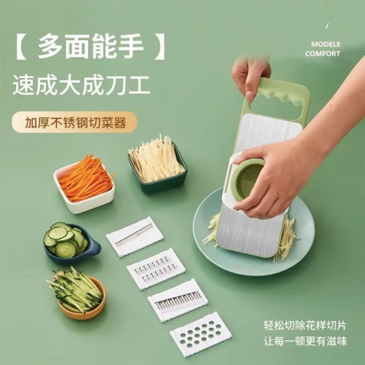 5 In 1 Multifunction Vegetable Cutter, Vegetable Slicer, Stainless Steel Vegetable Cutter With Hand Protectors, Vegetable Grater