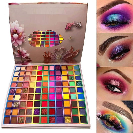 99 Colors Eyeshadow Palette, Colorful Eyeshadow Palette, Professional Matte Shimmer Glitter Rainbow Makeup Pallet, Colorful Long Lasting Highly Pigmented Eye Shadow